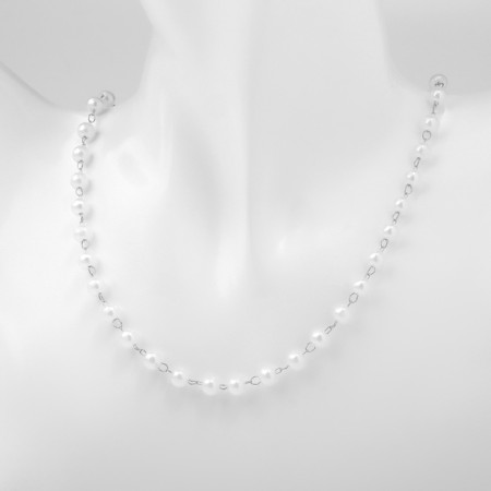 Beads with pearls "Olympia" trio, color silver, 45cm-6