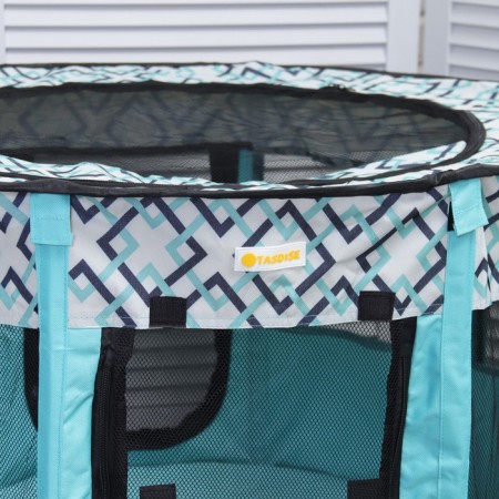 An animal aviary, a tent with a pattern, round, 90 x 55 cm, blue-9