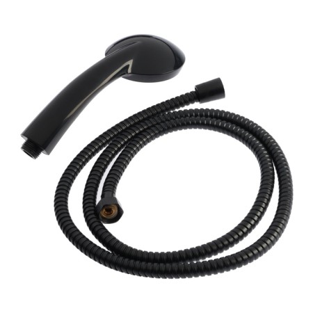 Shower Set Zein Z2707, hose 150 cm, metal nuts, braid sleeve, watering can 1 mode, black 941765-6