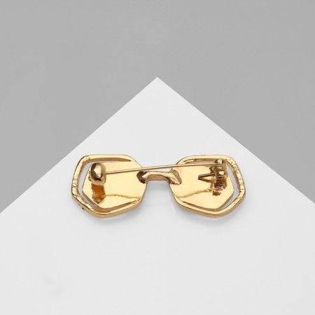 Brooch "Glasses" Glamor, white color in gold-1