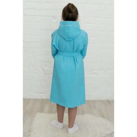 Baby waffle robe, height 164 cm, turquoise color-3