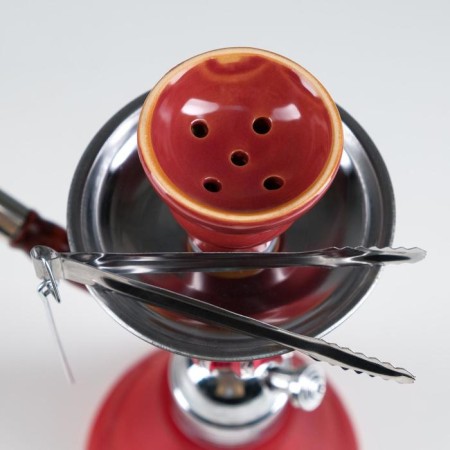 Hind chemical hookah, 32 cm, 1 pipe, chrome mine, red-4