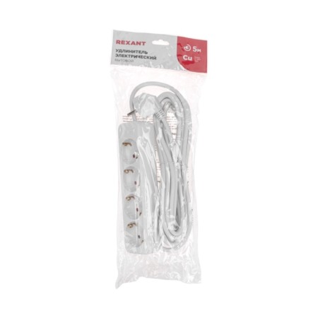 Extension cord Standard 4 nests, 5m, 3x1.0mm², s/h, white rexant-4