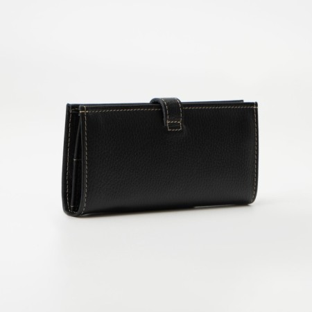 Women's wallet on the Textura button, black color-1