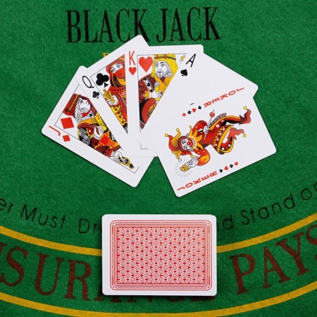 Plastic playing cards "8012", 54 pcs, 28 μm, red, 6.3 x 8.8 cm-1