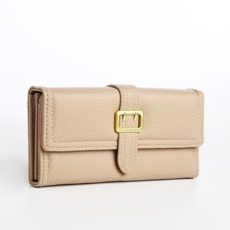 Women's wallet on the button, beige color