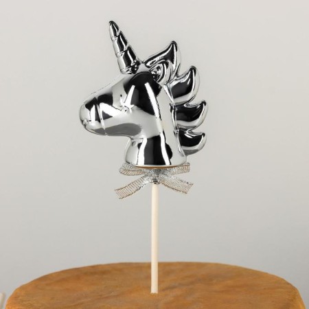 Topper for the cake "Unicorn", 21 × 7 cm, silver color-1