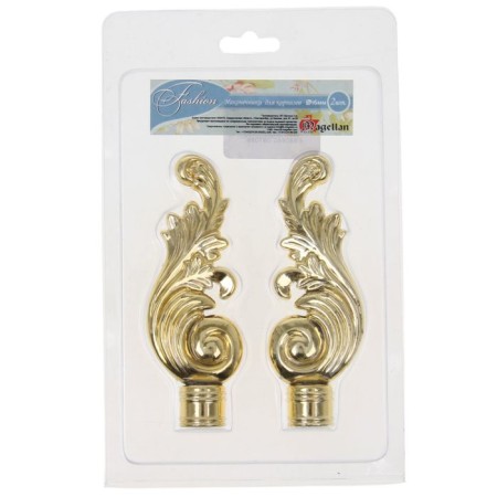 A set of tips for the cornice "Fest Lyra", d = 1.6 cm, 2 pcs, color gold gloss-1