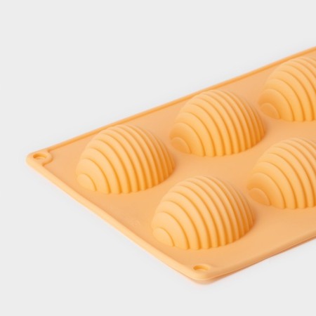 The form for baking shares “insects. Hive ”, silicone, 28 × 17 cm, 8 cells (4.5 × 5.5 × 3 cm), color mix-2