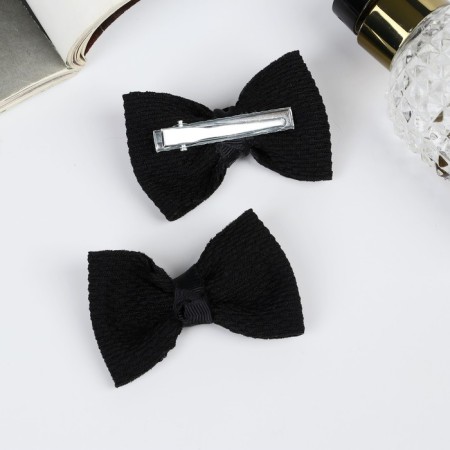 Hair clip "Schoolgirl" (set 2 pcs) texture, 6 cm, black-1