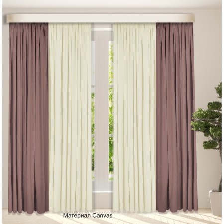 Set of curtains "Canvas", size 200x250 cm, 2 pcs, dusty rose, milk-1