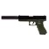 Glock Pistol, with sleeves, muffler, shoots soft bullets