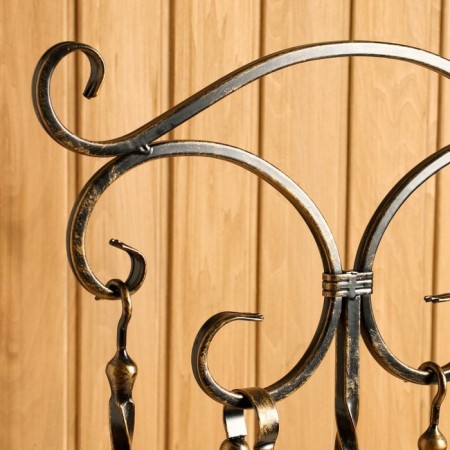 Kaminnaya set KN-6-2 forged, color of bronze, 4 objects: poker, forceps, scoop, panicle-2