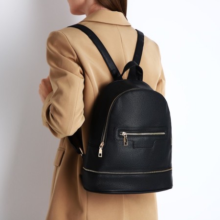 Women's backpack made of artificial leather with lightning, 1 pocket, black color-6