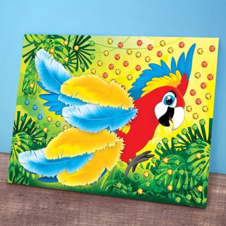 Set for creativity. Applications with feathers and rhinestones "Caccadus" 21 x 14.8 cm-8