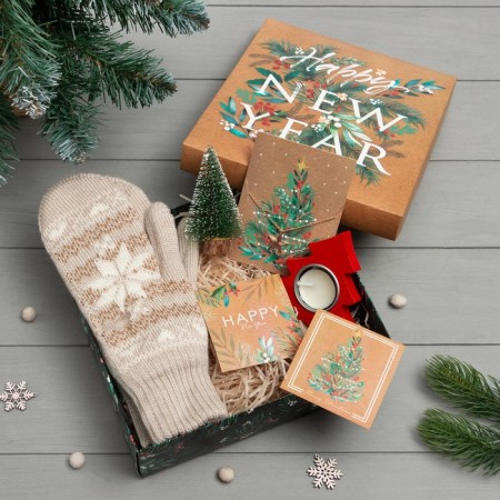 New Year. New Year's gift set of New Year mittens size 19 and accessories