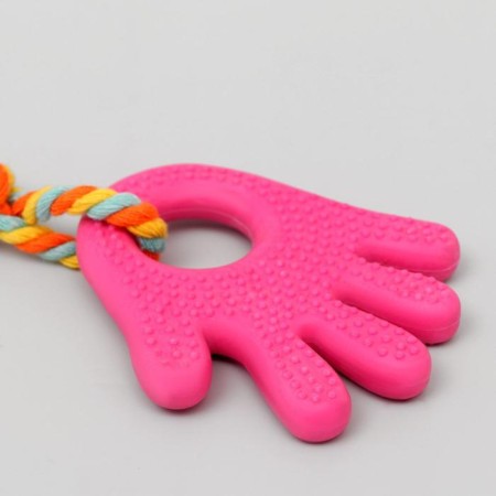 Chewing toy with rope for dogs "palm", 10 cm, pink-2