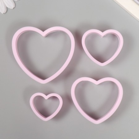 Cutters for polymer clay "heart" set of 4 pcs 3.3x4 cm 4.3x5 cm 5.4x6.2 cm 6.7x7.5 cm-1
