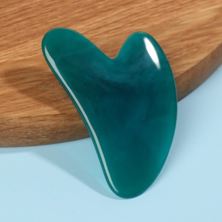 Guasha massage "Heart", 8.5 × 5.5 cm, emerald color-3
