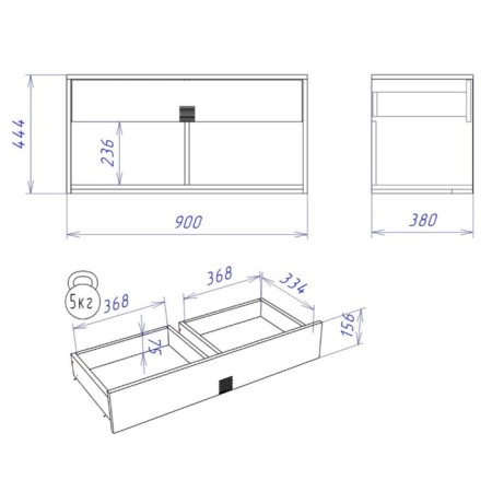 Low Tumble 900 PM-6 "Male", 384x900x444, oak Galifax Bely-3