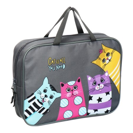 Folder with handles Textile A4, 355 x 270 x 75 mm, Stavia "Four cats" gray-1