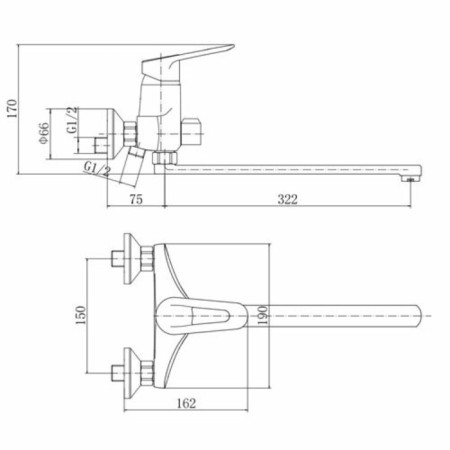 Fashun A2207 bath mixer, one -leaf, pour 320 mm, with shower, chrome-1