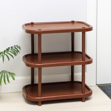 Shoe shelf, 3 tiers, 49.2 × 30.7 × 58.2 cm, brown color