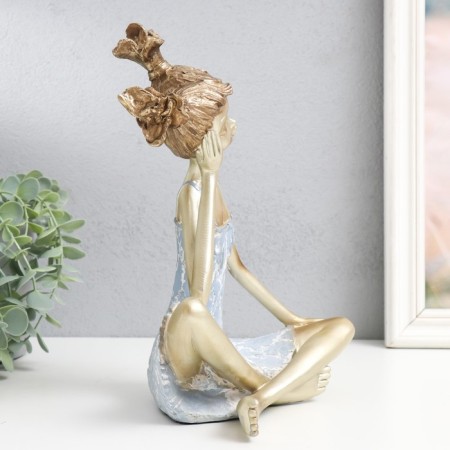 Souvenir Polystone "Baby with two tails" white-gold 21x13.5x26 cm-3