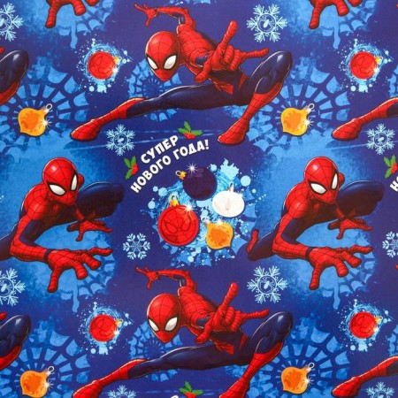 Glossy packaging paper “Happy New Year!”, Spider-Man, 70 x 100 cm