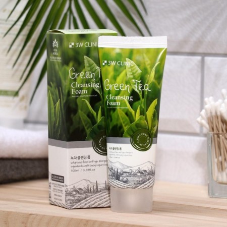 Cleaning foam for washing 3W Clinic, green tea, 100 ml-3