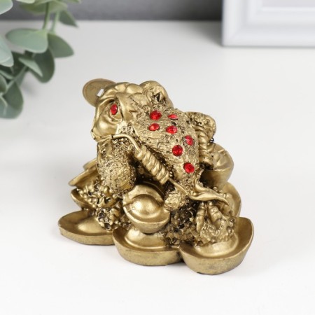 NECK Polystone for bronze "Cash toad with three coins" 8.4x7x5.3 cm-2