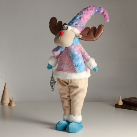 Interior doll "Losik in a pink sweater with fur and a blue cap, with an asterisk" 61.5 cm 94880-2