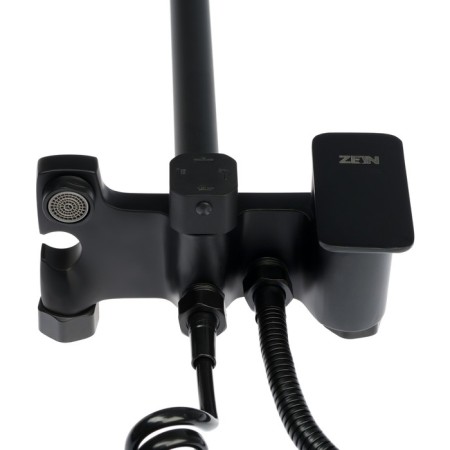 The shower system Zein Z3863, mixer, upper, manual and hygienic watering can, shelf, black-13