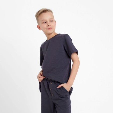 Pajamas for a boy (T -shirt, trousers) minku graphite color, height 152-3