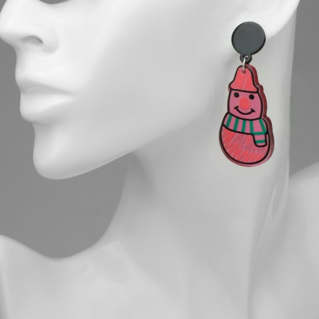 Earrings "Snowmen", colored in silver-4
