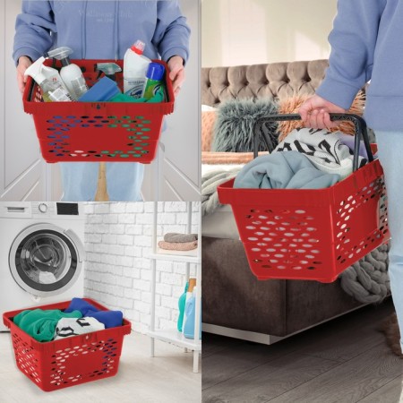 Basket plastic basket, 20 l, 2 plastic handles, red color-4