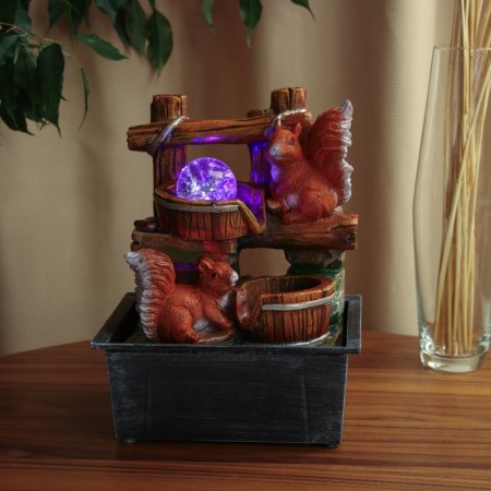 Fountain "Squirrels on the logs" 28x21 cm (with backlight)-3