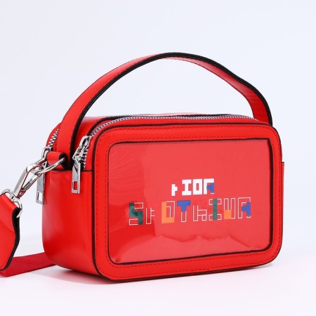 Bag Cross-Bodi with a zipper, red color-2
