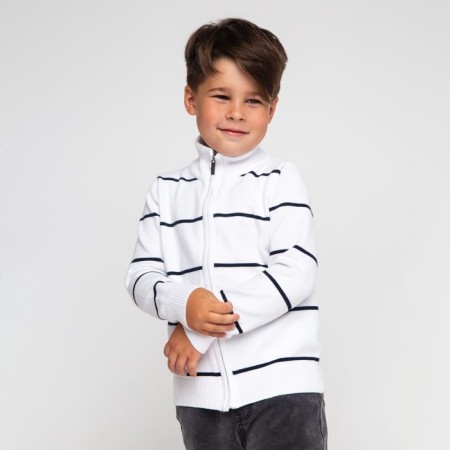 Jumper for a boy, color is white/dark blue, height 128 cm (8)-1