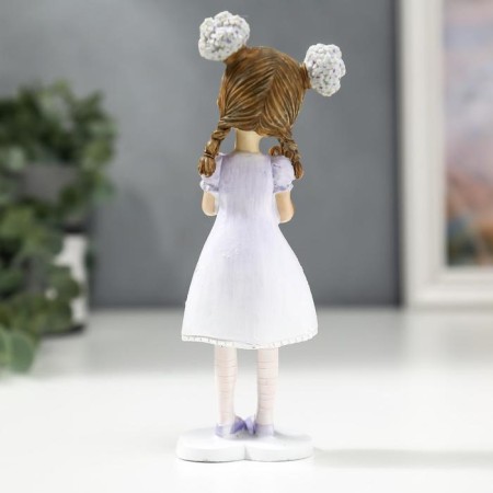 Souvenir Polystone "Baby with flowers in her hair, with a bear" 16x4.5x5.5 cm-3