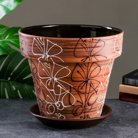 Pot floral stained glass window 13 l