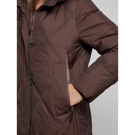 Coat insulated winter female, size 48, color dark brown-10