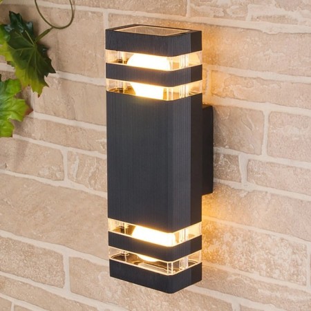 Wall lamp, invoice Duwi Techno, 110x95x320mm, 2he27, alum/glass, IP65, black, 990523-4