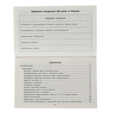 All tables for grade 4. Russian language. Mathematics. The world-2