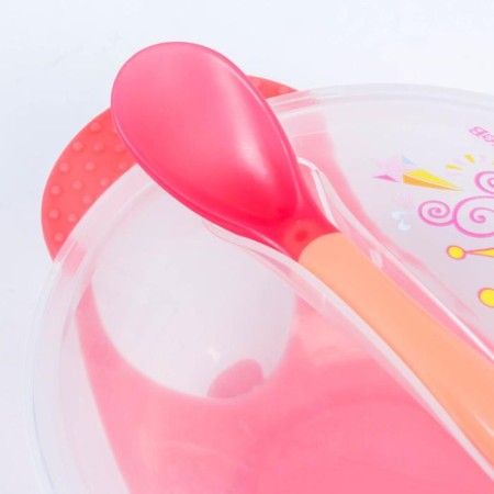 Nace Princess feeding set, 3 subjects: 350 ml bowl on suction cup, lid, spoon, pink color-2