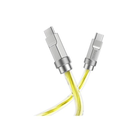 Cable Hoco U113, Type-C-Type-C, 3 A, 1 m, braid transparent silicone, golden-2