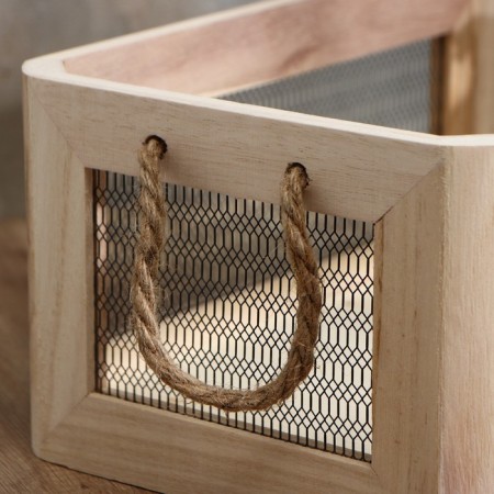 Italy, 32 × 22 × 14 cm storage basket, light wood color-2
