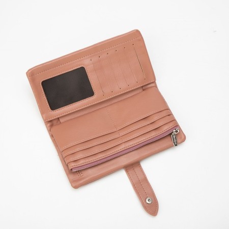 Women's wallet on the button, pink color-2