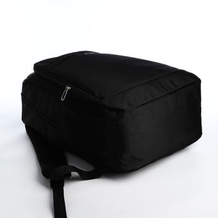 Youth backpack from textiles on lightning, 4 pockets, black/blue color-4