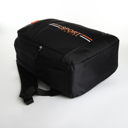 Youth backpack on a zipper, 4 pockets, black color/orange-4